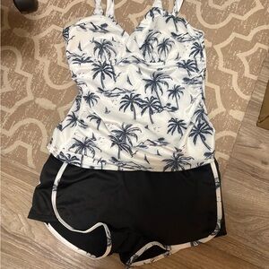 Palm Tree Print Tankini Set